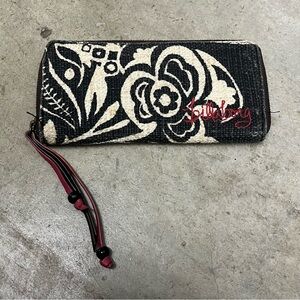 Billabong Black and Cream Floral Wristlet